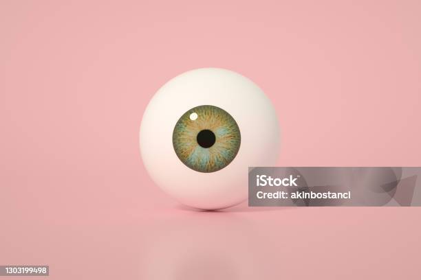 Glossy Eyeball Eye Iris On Pink Background Stock Photo - Download Image Now - Eye, Three Dimensional, Eyeball