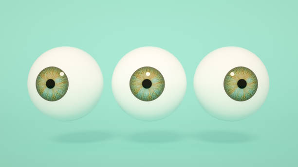 istock Glossy eyeball, eye iris on turquoise background 1303199606