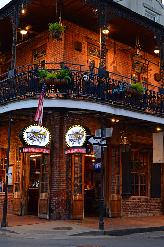 New Orleans, LA, USA October 27 A jazz themed restaurant invites patrons in the French Quarter of New Orleans