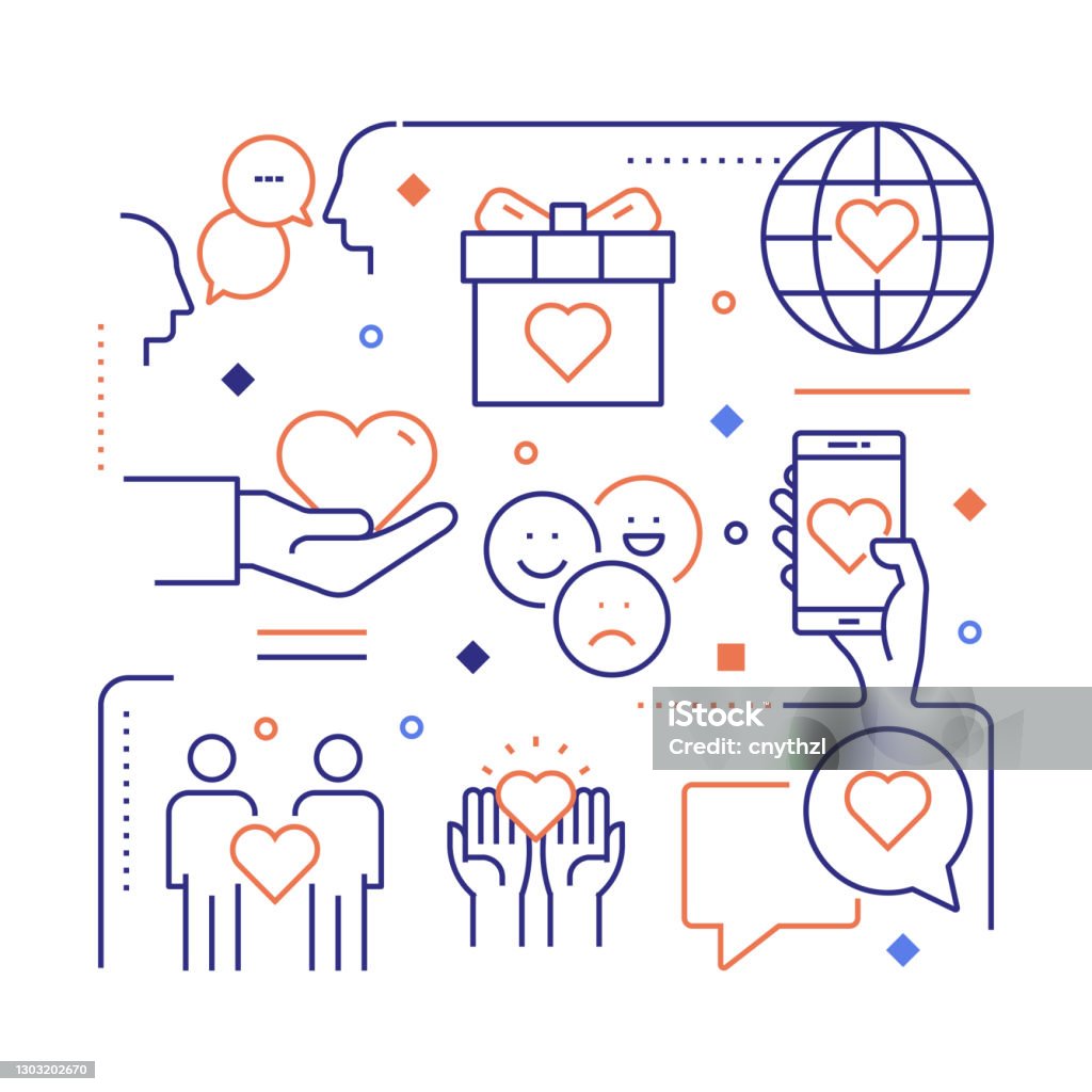 Friendship Header Friendship Related Modern Linear Design Vector Illustration For Web ...