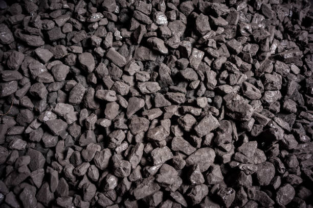 A pile of hard coal to burn stock photo
