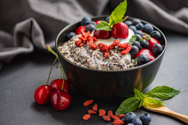 istock Healthy Plant-Based Protein Breakfast Bowl with Berries 1303204279