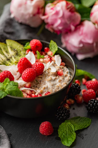 istock Organic Quinoa Oatmeal with Berries and Kiwi 1303204382