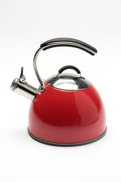 istock A Modern Retro Red Coffe pot on a White Background 1303205327