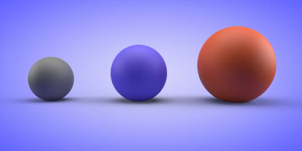 istock Three rubber balls of different sizes and colors. Abstract background. 3D rendering 1303208720