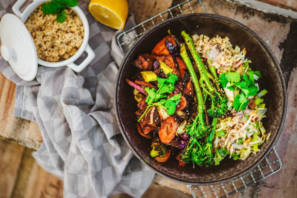 istock High Protein Asian Breakfast Bowl with Bimi Broccoli and Seitan 1303216904