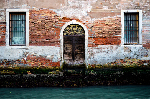 Vintage door and windows in Venice, Italy