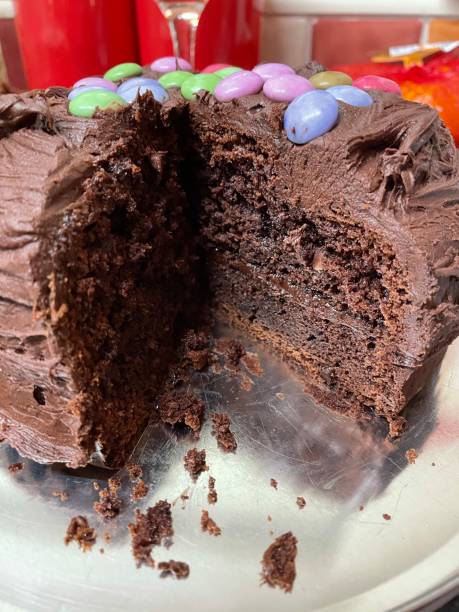 istock Home made chocolate fudge cake 1303217872