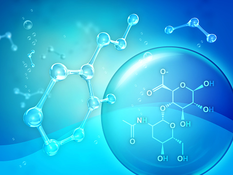 Sodium hyaluronate molecular diagram. Digital illustration