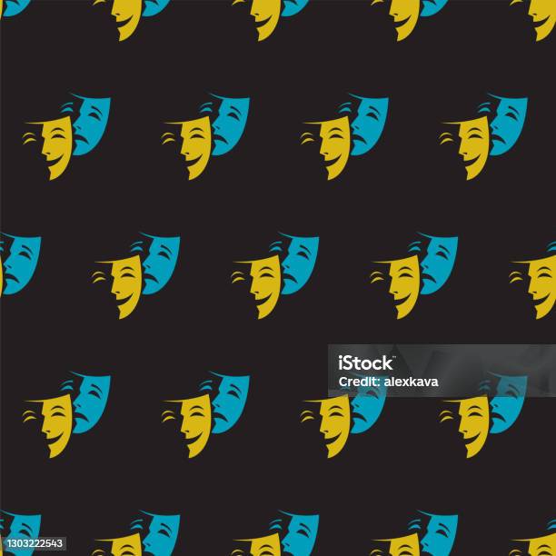 Theatre Mask Pattern Seamless Pattern With Theatrical Masks Stock Illustration - Download ...