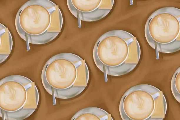 Vector illustration of Espresso cup pattern
