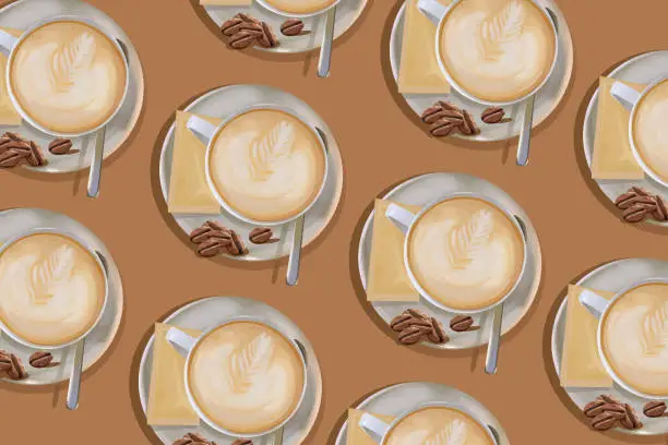 Vector illustration of Espresso cup pattern