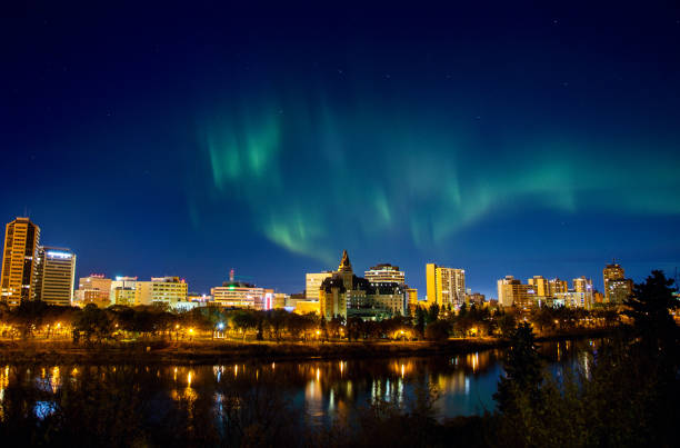 Northern Lights Saskatoon stock photo