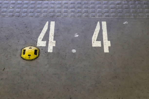 istock Numbers painted on concrete and asphalt surfaces 1303225639