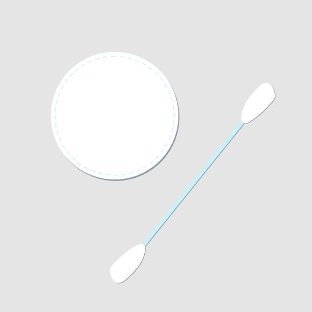 Cotton items for hygiene - cotton pad and ear stick. Cotton items for hygiene - cotton pad and ear stick. Cotton sponge for cleaning the face, cotton swab for cleaning the ears. Hygiene products, disinfection, cleanliness of the skin, isolated elements. porous sponge stock illustrations