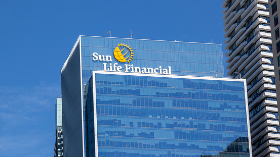 Toronto, Ontario, Canada - June 19, 2018: Sun Life Financial, Inc. head office in Toronto, Canada. Sun Life is a Canada-based financial services company.
