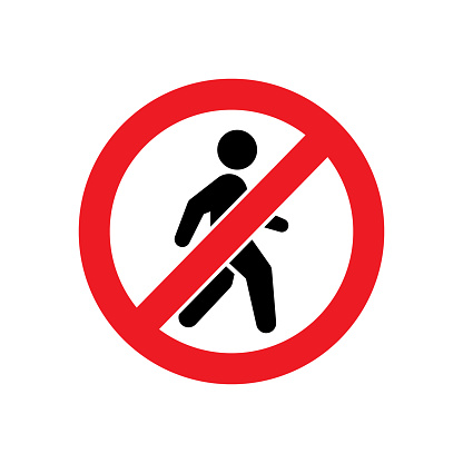 No pedestrian access or do not walk symbol isolated on white. Vector illustration