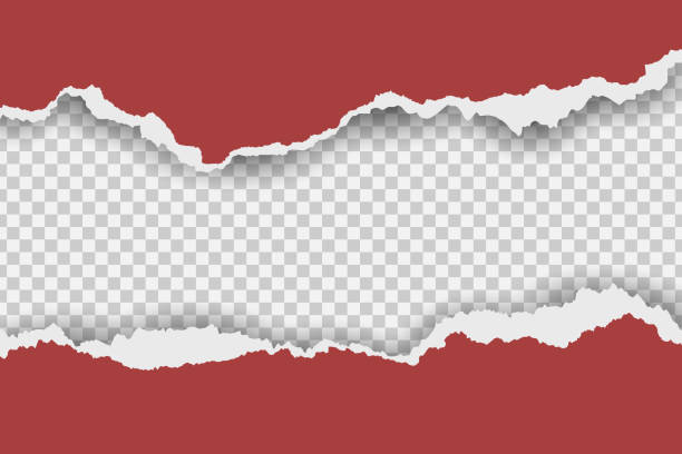 zerrissener roter papierrahmen auf transparentem hintergrund - cut or torn paper newspaper torn tearing stock-grafiken, -clipart, -cartoons und -symbole