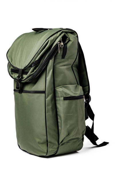 istock Big military backpack isolated on white background 1303240641