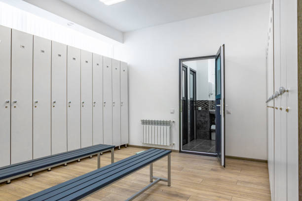 istock Empty dressing room in a fitness gym 1303245299