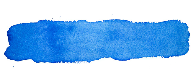 Blue watercolor brushstroke single line design element hand drawn on paper