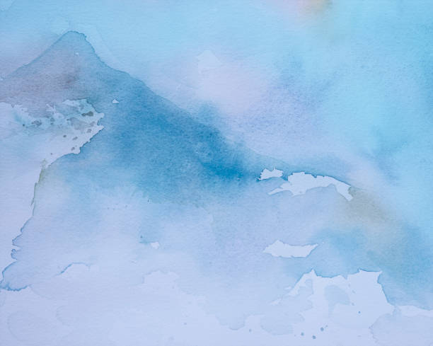 istock Blue watercolor background. nature. mountain. 1303248458
