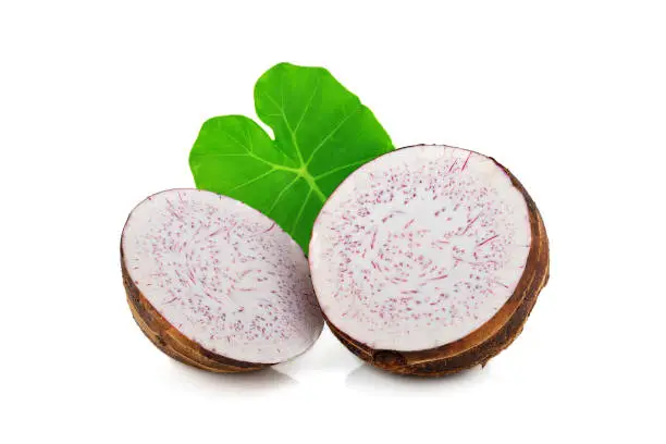 Photo of Sliced of taro isolated on white background