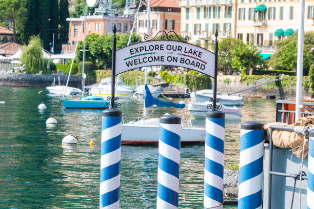 istock Welcome Aboard Sign in Menaggio on Lake Como, Italy 1303254659