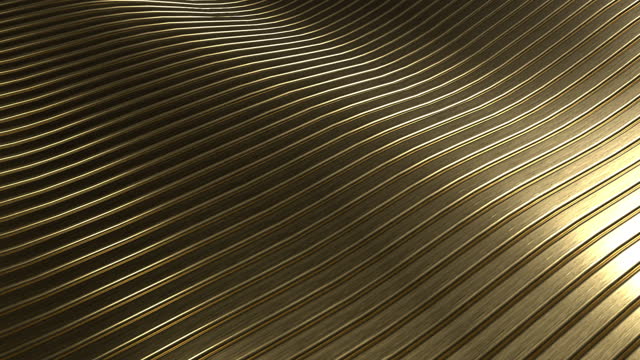 3D rendering closeup abstract gold slicing wavy background. Minimalism illustration concept. 4K motion graphic design footage video