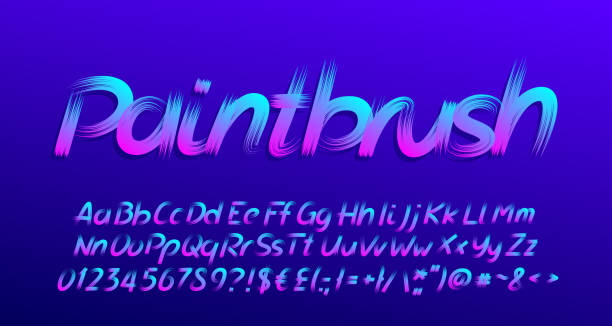Paintbrush alphabet font. Brush stroke letters, numbers and symbols. Uppercase and lowercase. Paintbrush alphabet font. Brush stroke letters, numbers and symbols. Uppercase and lowercase. Hand written vector typeface for your design. brush stroke alphabet stock illustrations