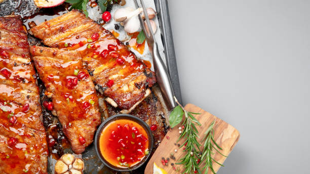 istock Delicious marinated grilled barbecue spare ribs 1303262290