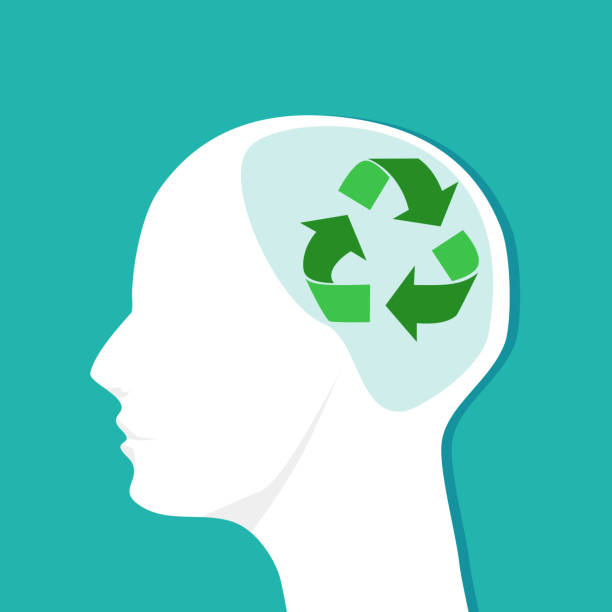 istock The recycling symbol is in the head. Recycling ideas. vector eps 1303263479