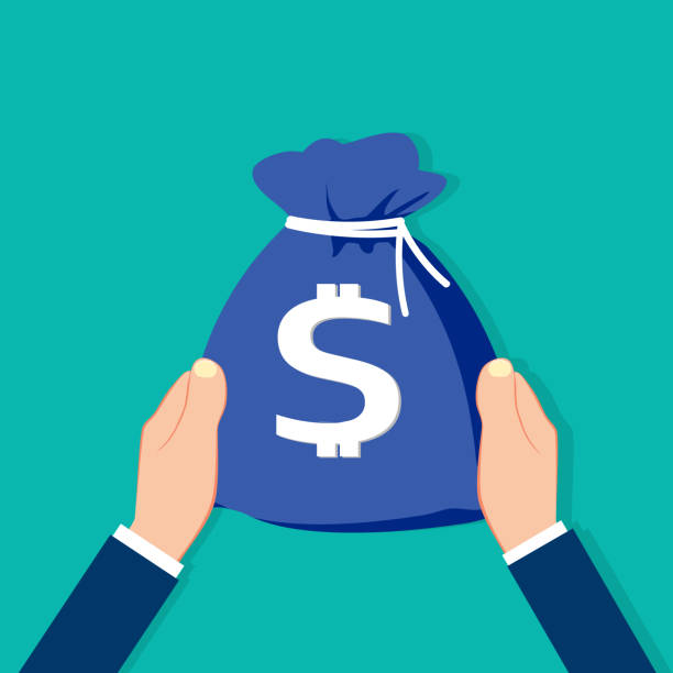 istock Two hands holding money. Concept of giving vector illustration 1303263570