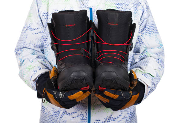 snow boots men - snowboard boot imagens e fotografias de stock