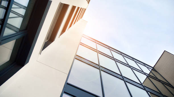 istock Modern apartment buildings on a sunny day with a blue sky. 1303267158