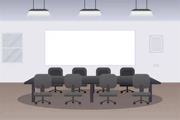 Vector illustration of Office interior with desk and chairs