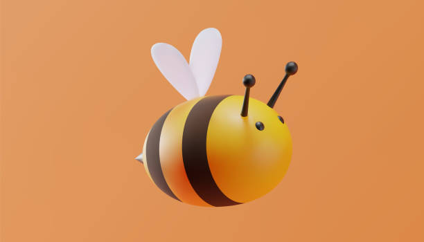süße bee im cartoon-stil. 3d-illustration. vektor - cartoon 3d stock-grafiken, -clipart, -cartoons und -symbole