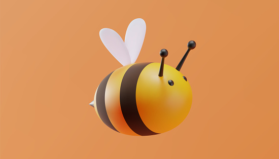 Cute bee in cartoon style. 3D illustration. Vector.