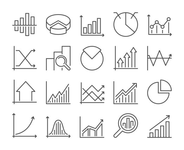 ikona wykresu. wykres i wykres linii ustawiona. ilustracja wektorowa. edytowalne obrys. - stock market graph chart arrow sign stock illustrations