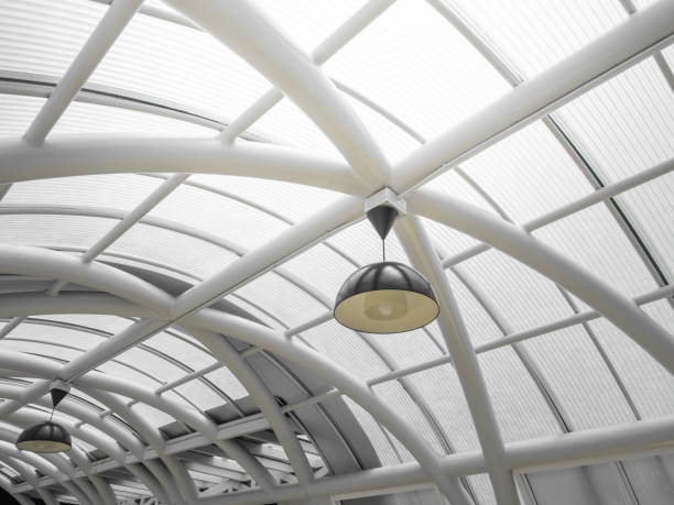 istock Big Hall Roof steel structure the modern design. 1303275986