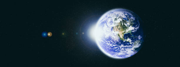 istock Planet earth globe view from space showing realistic earth surface and world map 1303276013