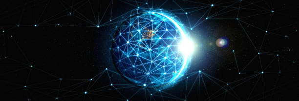 istock Global network connection covering the earth with lines of innovative perception 1303276160