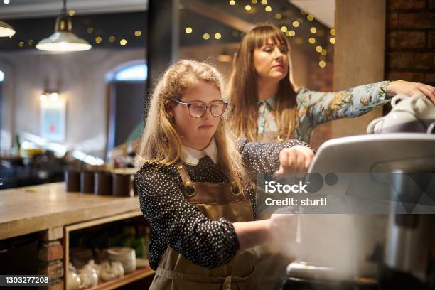 Young Female Barista Stock Photo - Download Image Now - Disability, Working, Occupation