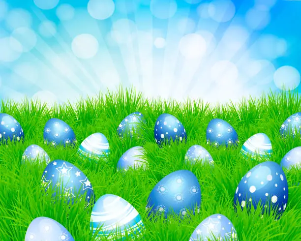 Vector illustration of Blue Easter Eggs