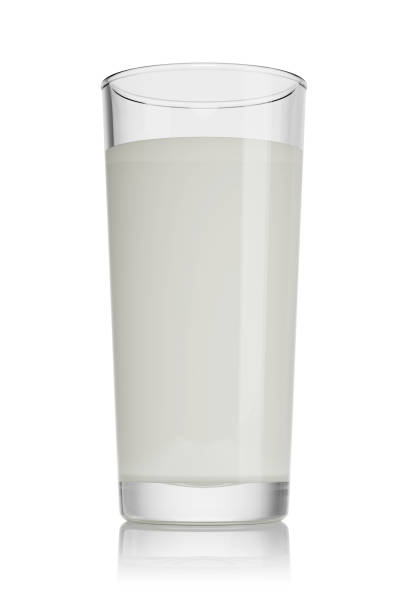 istock Glass of milk isolated on white. 3D rendering illustration. 1303280792