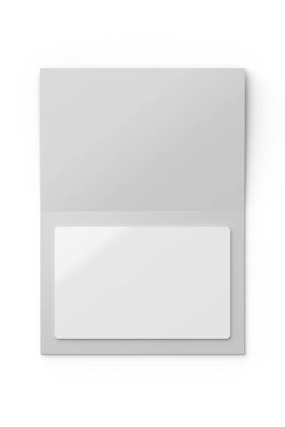 istock White plastic card in cardboard paper booklet isolated. 3D rendering. 1303280828