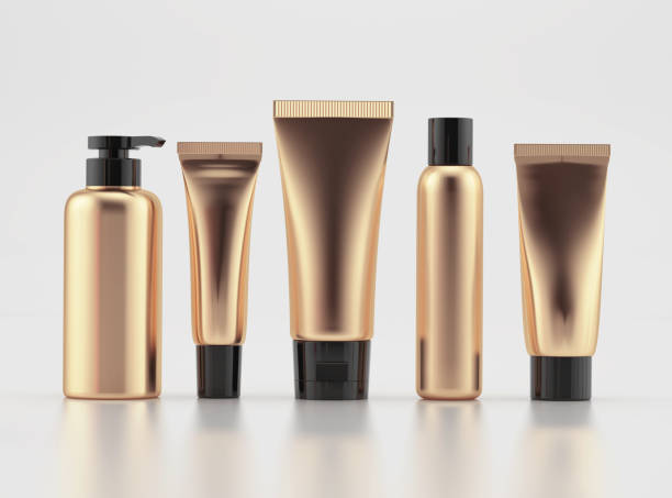 Cosmetic products gold and black template