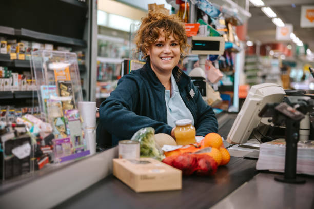 istock Woman working in modern supermarket 1303281726