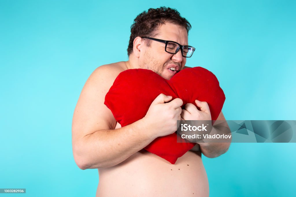Valentines Day And A Funny Fat Guy Stock Photo - Download Image Now -  Abdomen, Adult, Adults Only - iStock