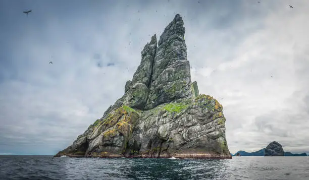 Photo of Dramatic rocky island ocean seabird colony panorama St Kilda Scotland